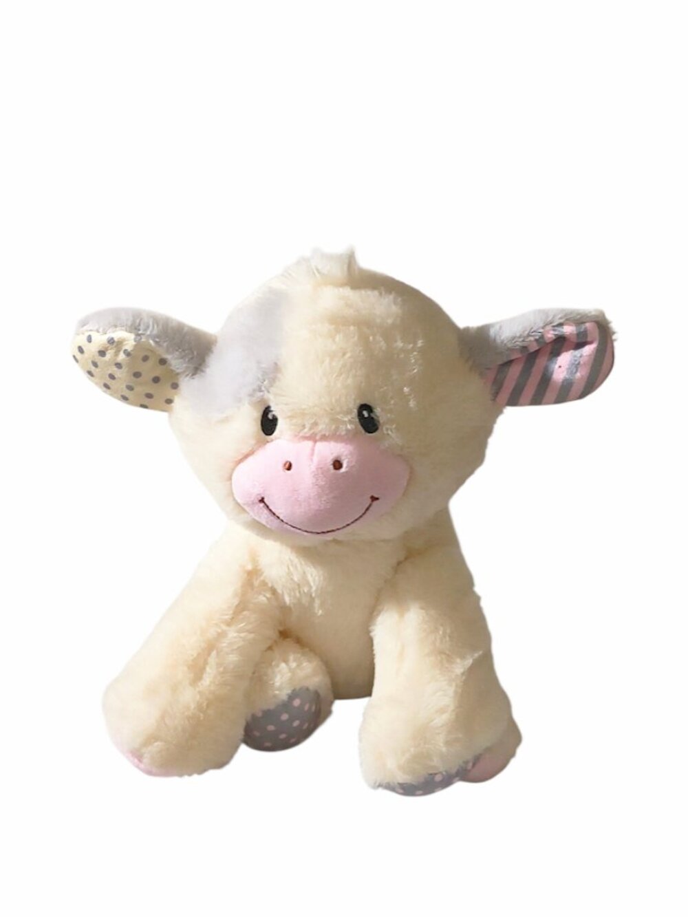 Walmart Eco Friendly Cow Cream Striped Polka Dot Plush Stuffed Toy 10"